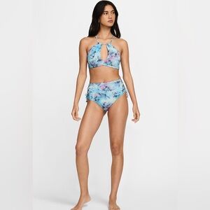 Nike Floral Blue Halter Bikini Set